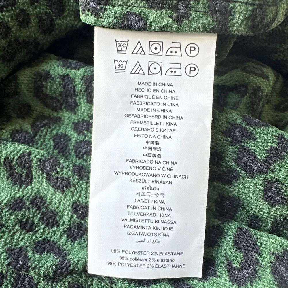 Micahel Kors Green Leopard Sleeveless Tunic Blouse Top Women's Size 2 Ruffle‎